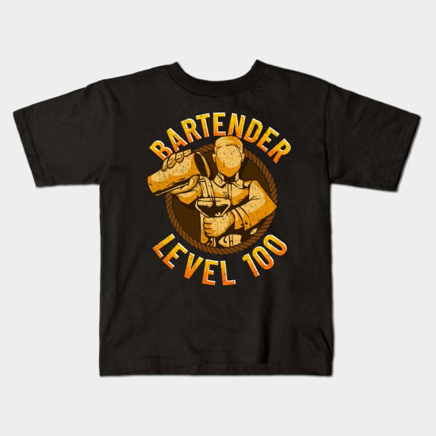 Bartender Level 100 Perfect Bartending Skills Kids T-Shirt by theperfectpresents